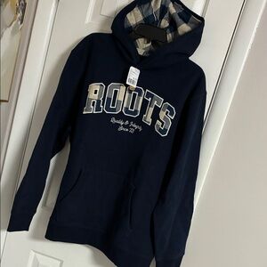 ROOTS Navy blazer plaid appliqué hoodie